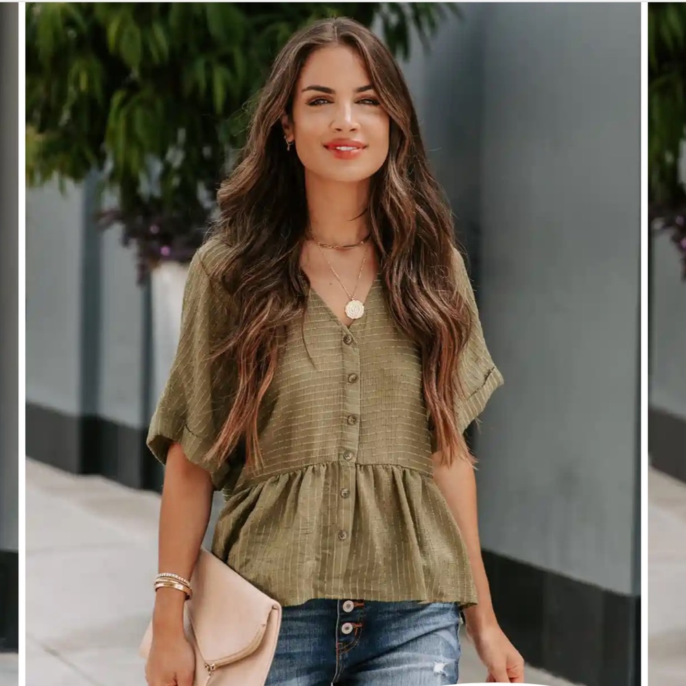 Olive baby doll top with buttons